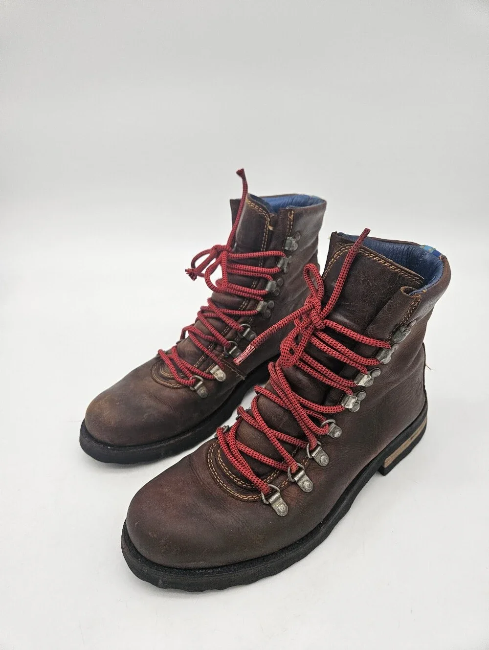 John Fluevog Brown Banker Soros Lace Up Leather Boots Mens Sz 7